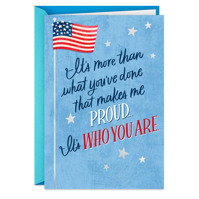 Proud and Grateful American Flag and Stars Thank-You Card
