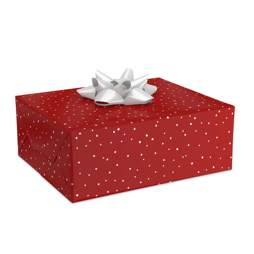 White Speckles on Red Christmas Wrapping Paper, 40 sq. ft., 
