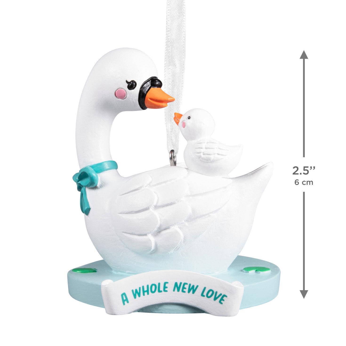 White Swans New Love Christmas Ornament measurement image number 3