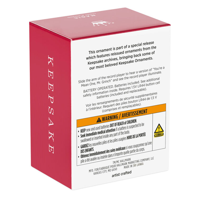 Grinch Record Player Keepsake Ornament package back image number 8