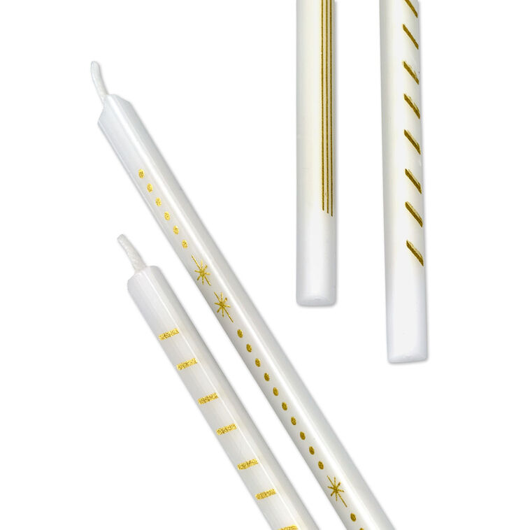 Triangular Candles Gold Designs on Ivory Tall Triangular Birthday Candles, Pack of 6 ...