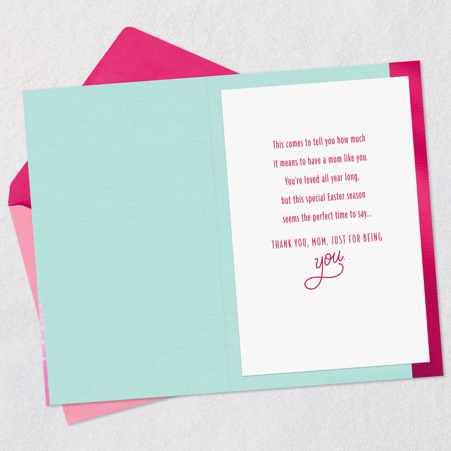 Brown and White Bunny in Egg Easter Card for Mom Open card with envelope image number 3