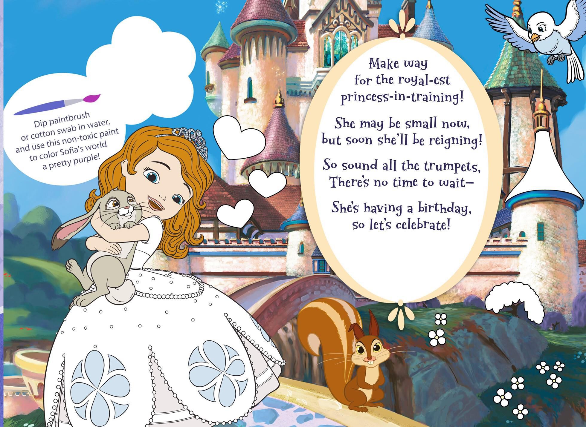 Sofia the First Birthday Card for Granddaughter With Coloring Activity