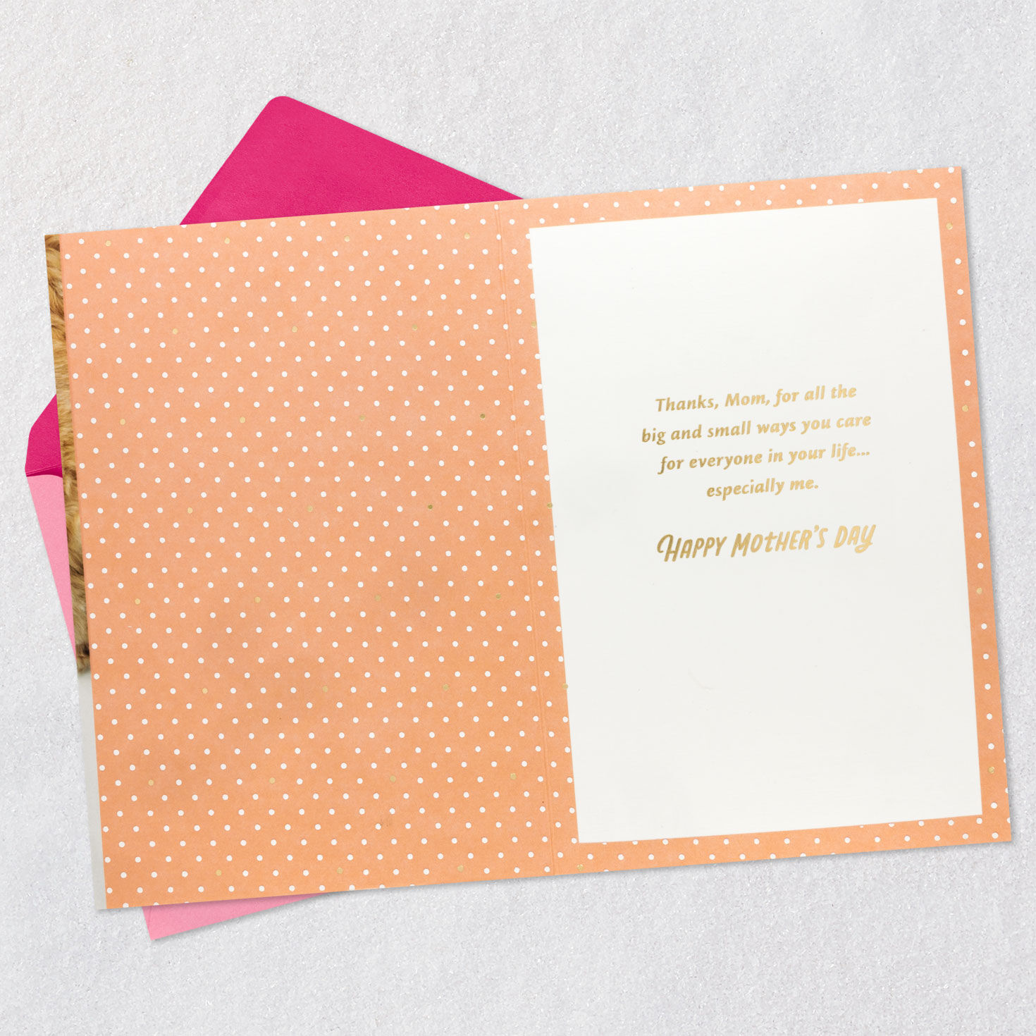 Dog Snuggling Puppy Mom Mother's Day Card Open card with envelope image number 3