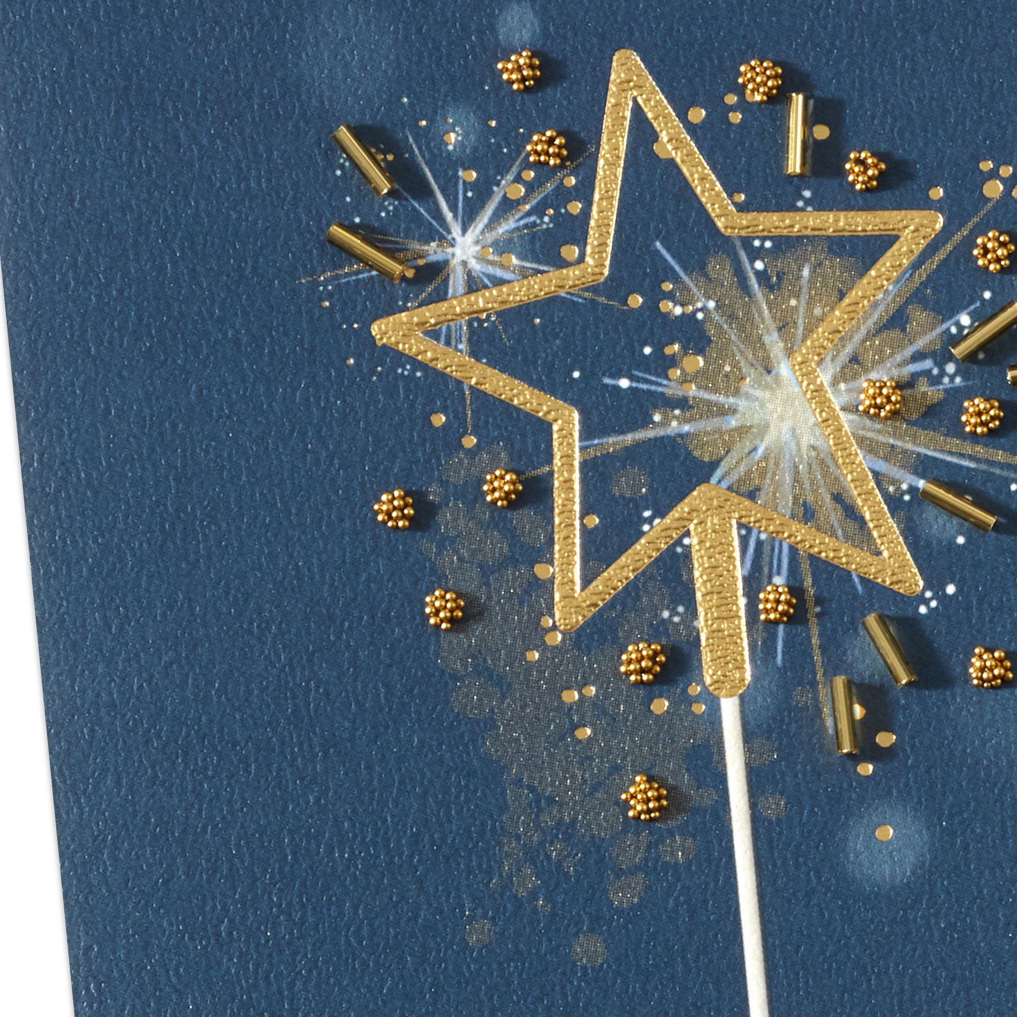 Gold Star Sparkler Navy Birthday Card Card Front Detail image number 5