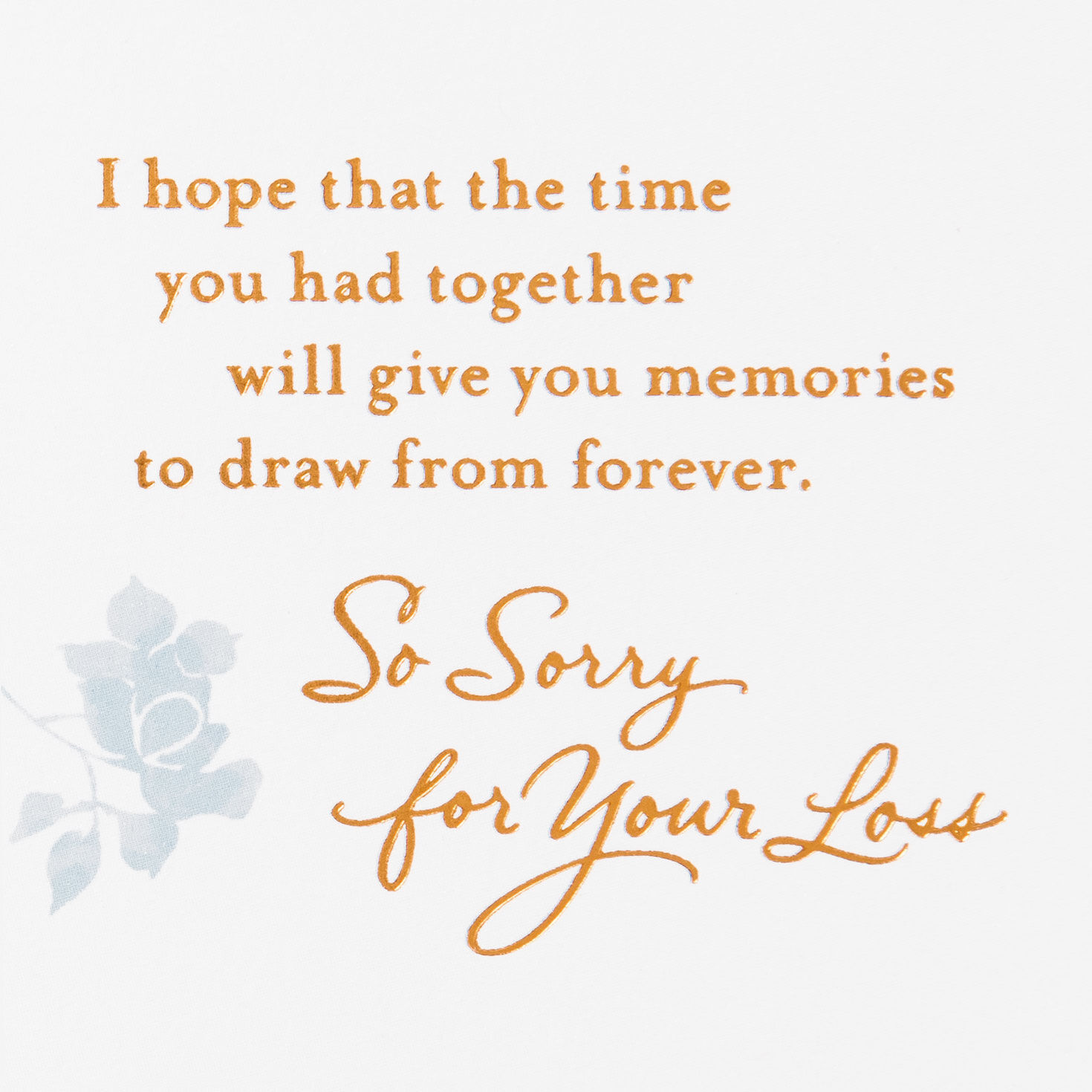 Bronze with Blue Flowers Spouse Sympathy Card Sentiment image number 2