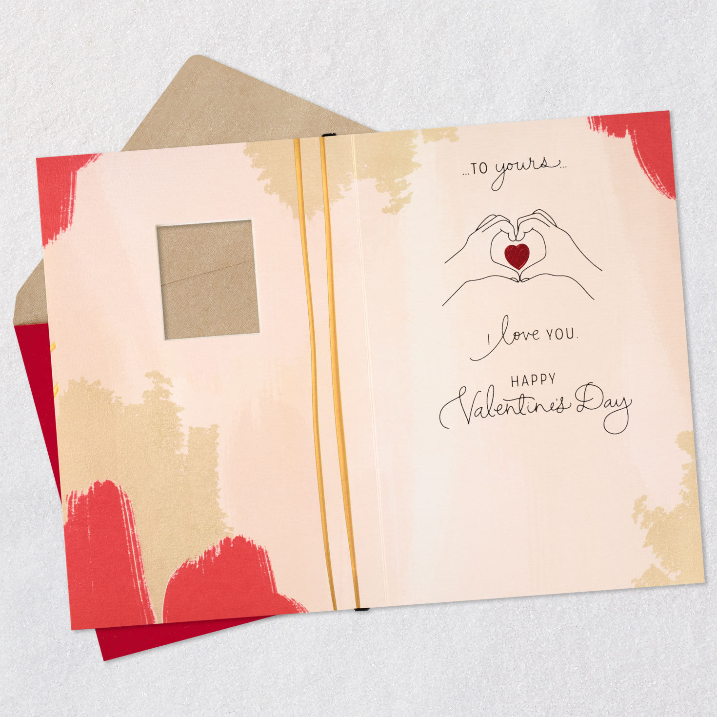 Heart Hands Romantic Valentine's Day Card Open card with envelope image number 3