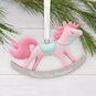 Pink Rocking Horse Christmas Ornament Hanging on tree image number 2