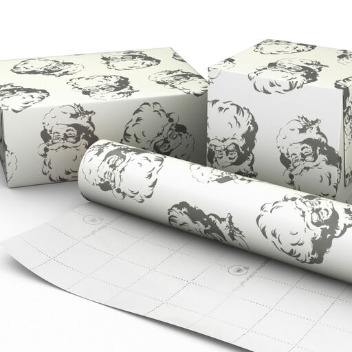 Smiling Santa Illustrations Christmas Wrapping Paper, 35 sq. ft., 
