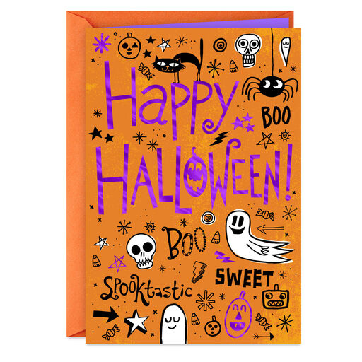 Happy Halloween Doodles Halloween Card, 