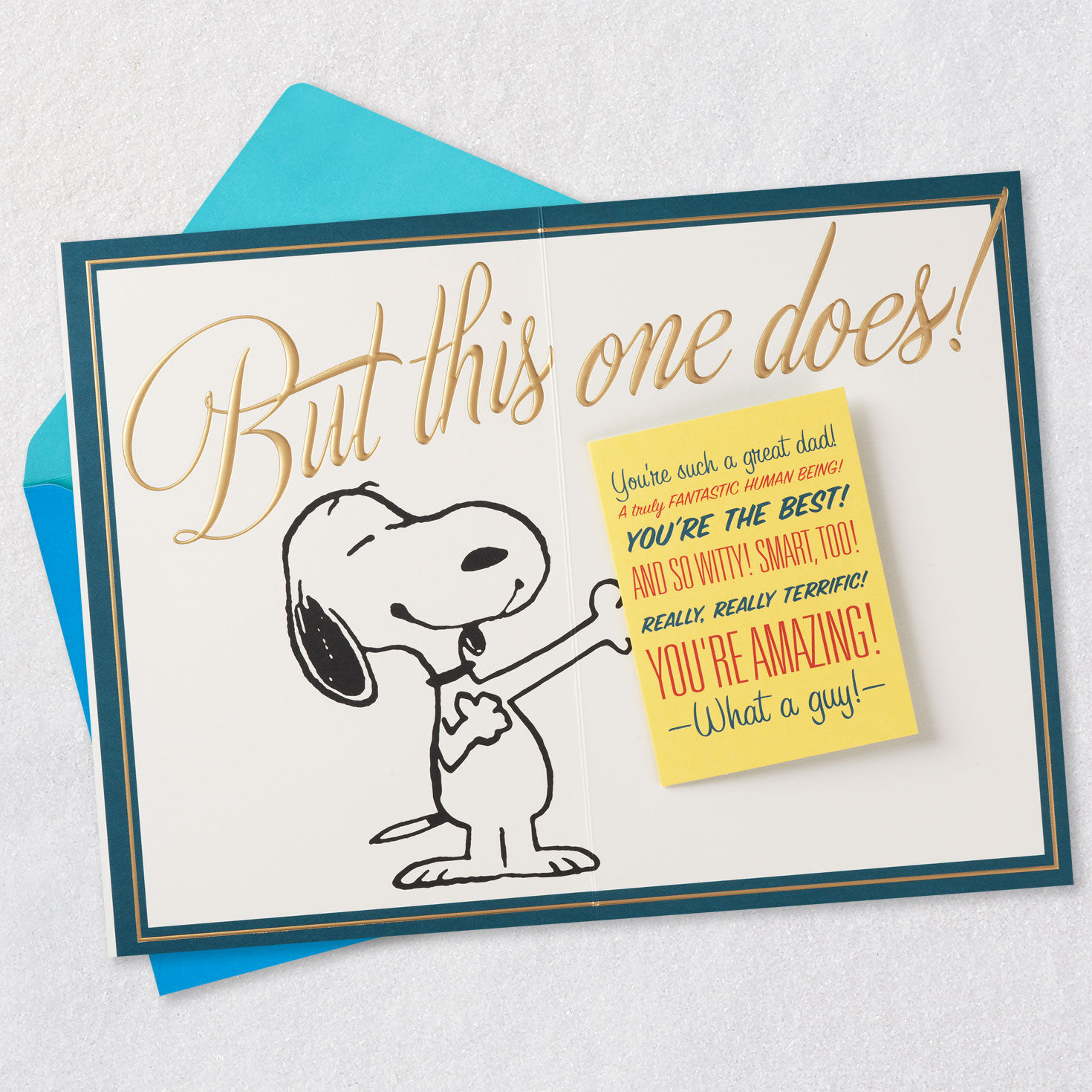 Snoopy Great Dad Father's Day Card Inside a Card Open card with envelope image number 2
