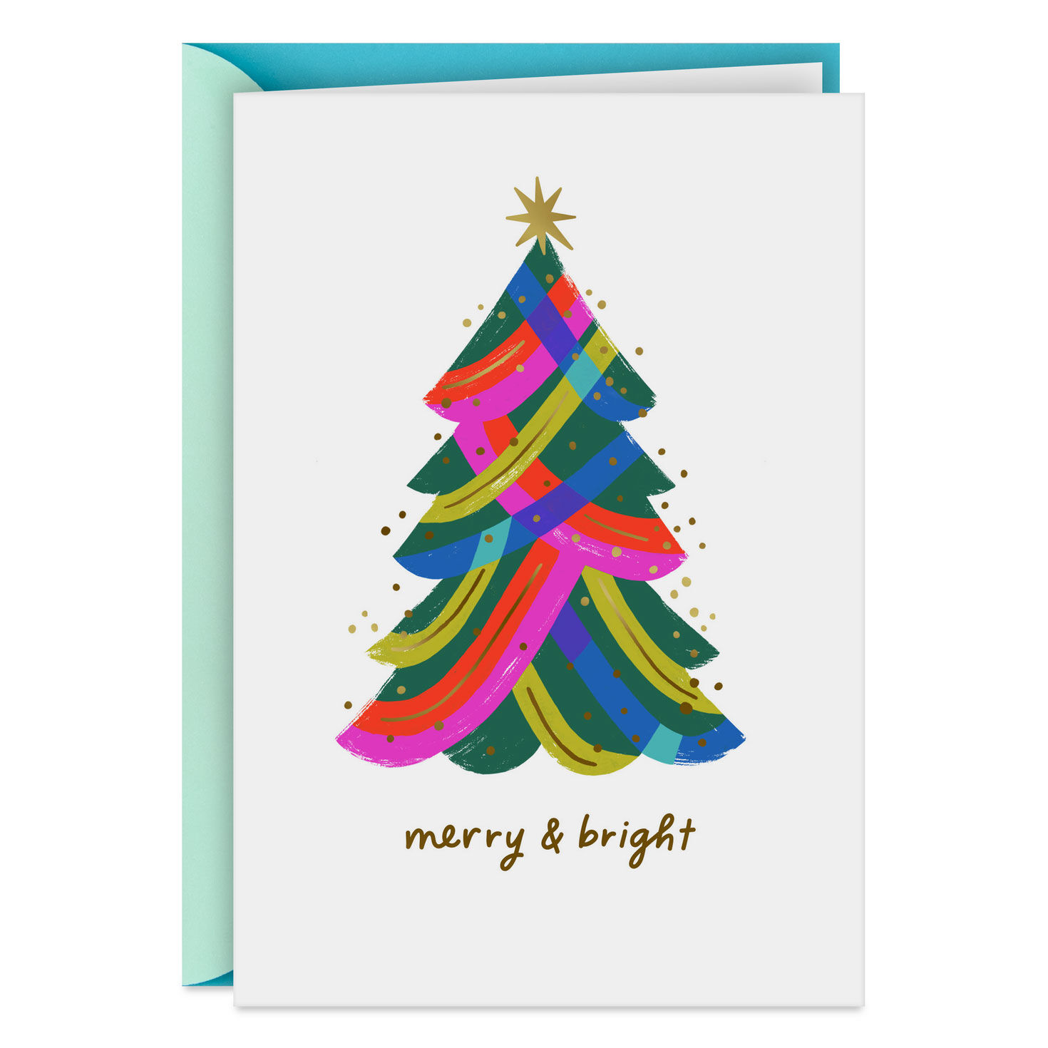 Merry & Bright Colorful Tree Christmas Card