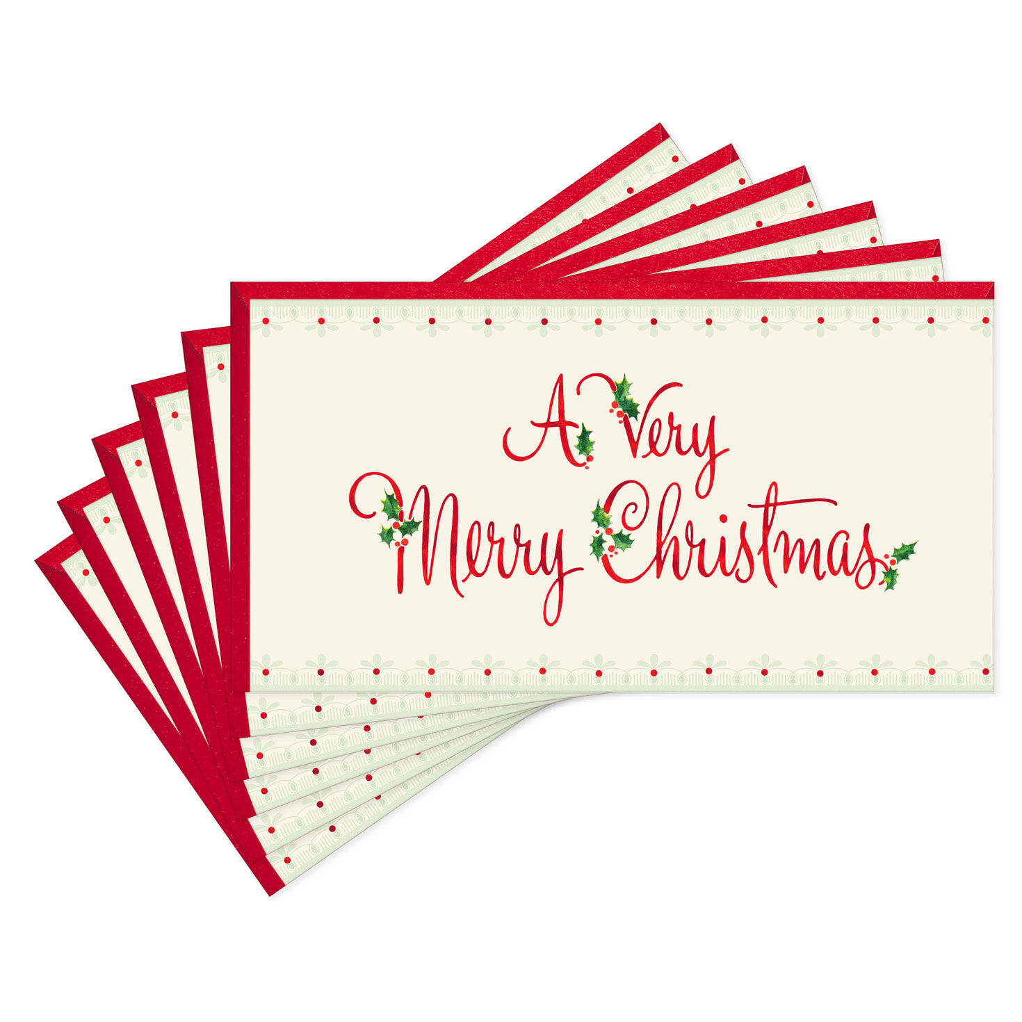 Very Merry Holiday and New Year Money Holder Christmas Cards, Pack of 8