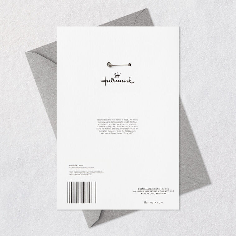 World's Greatest Boss Button Funny Boss's Day Card From All Card Back with Envelope image number 8
