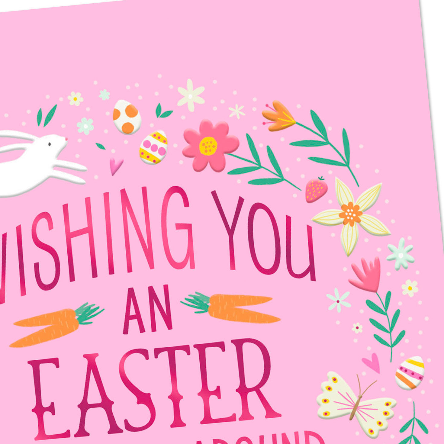 Flower Wreath with Bunnies on Pink Easter Card for Kids Card Cover Detail image number 4