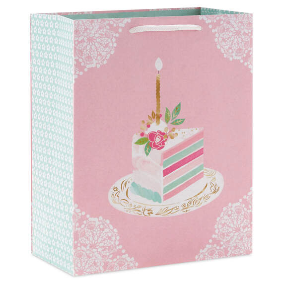9.6" Elegant Cake Slice Medium Birthday Gift Bag, , large image number 6