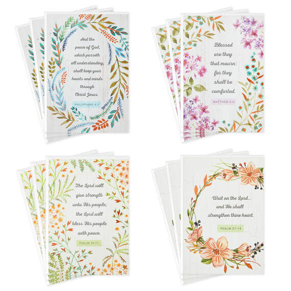 Rustic Floral Assorted Religious Sympathy Cards, Pack of 12