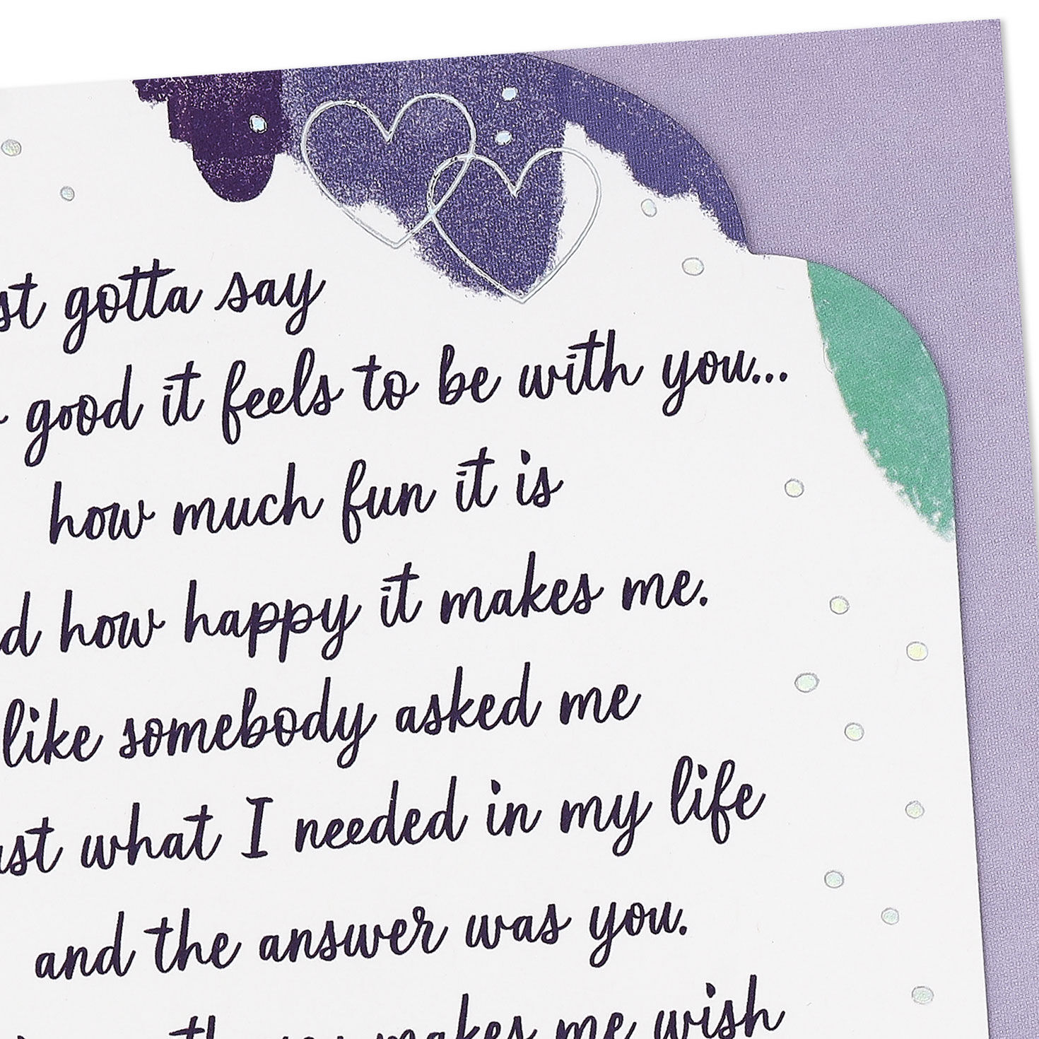 Purple Lettering on White Romantic Love Card Card Front Detail image number 5