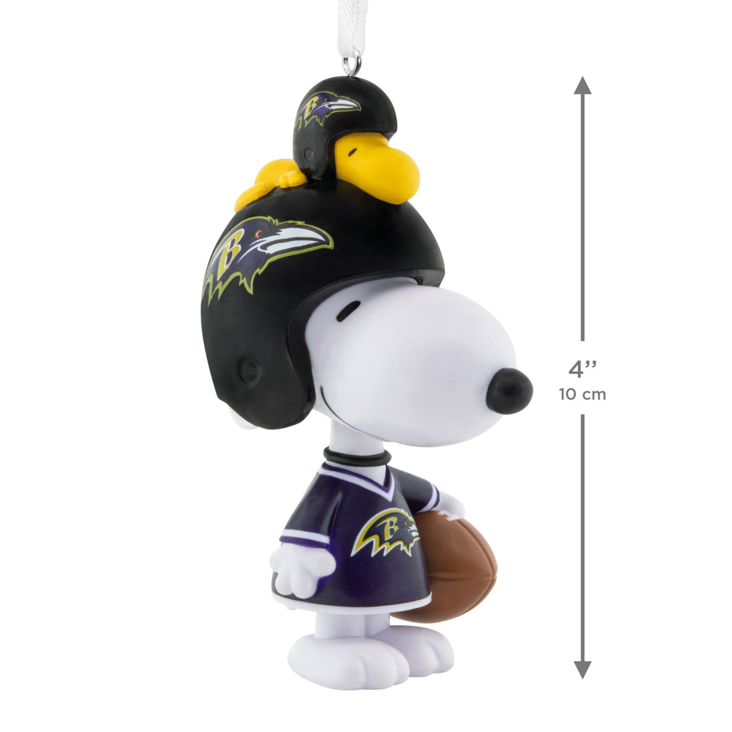 Snoopy Baltimore Ravens Christmas Ornament measurement image number 3