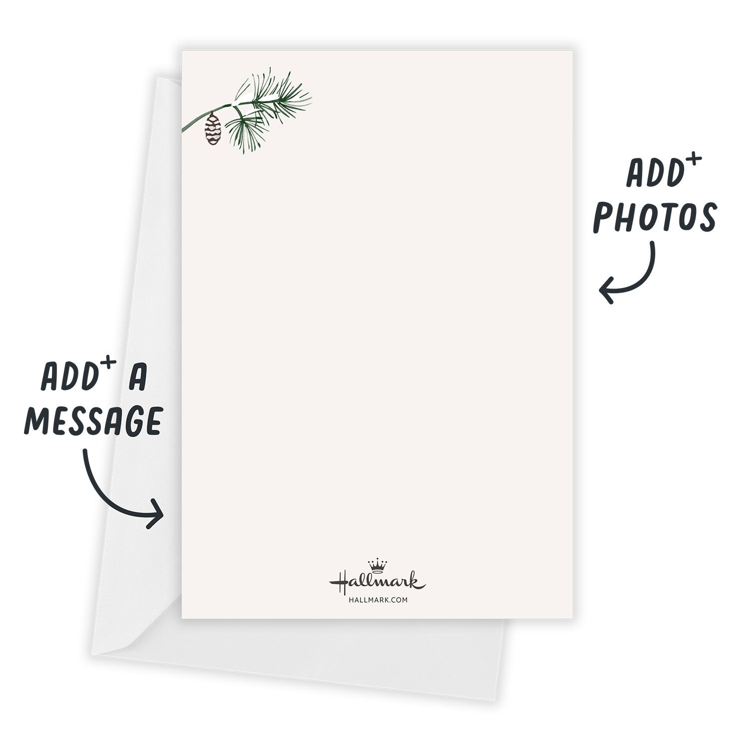 Peace Cardinals Personalized Christmas Photo Card Open Card with Envelope indicating personalization image number 3