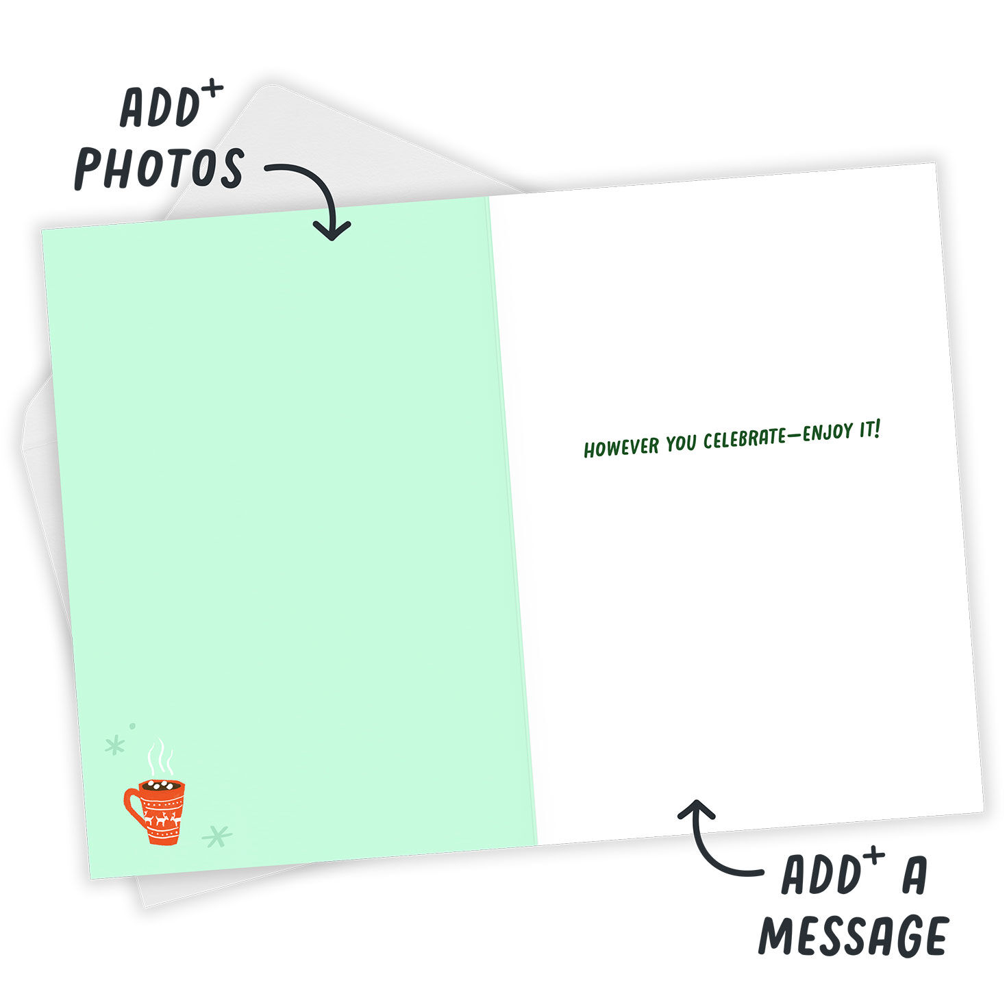 Holiday Favorites List Personalized Holiday Card Open Card with Envelope indicating personalization image number 3