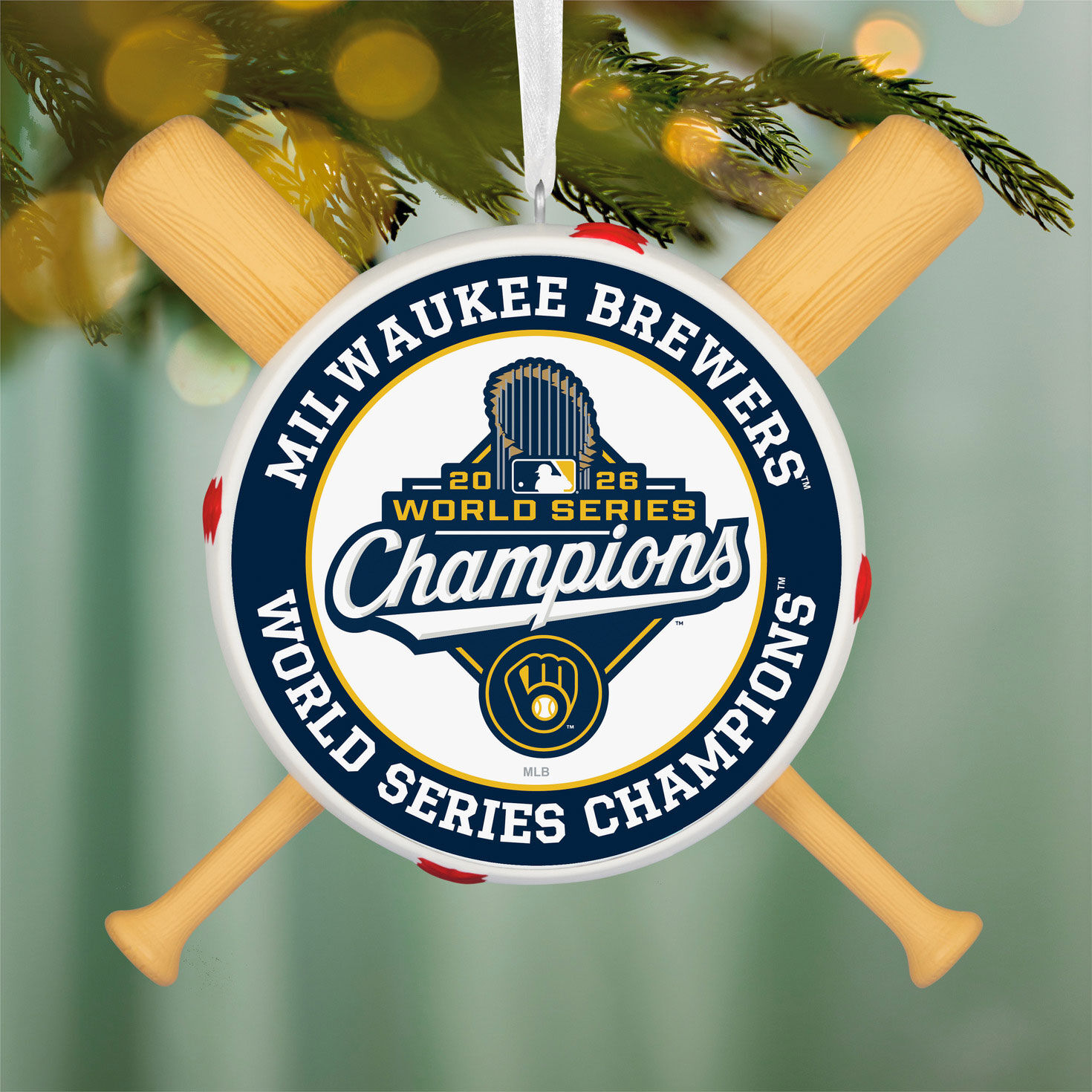Milwaukee Brewers World Series 2026 Keepsake Ornament hanging on tree image number 3
