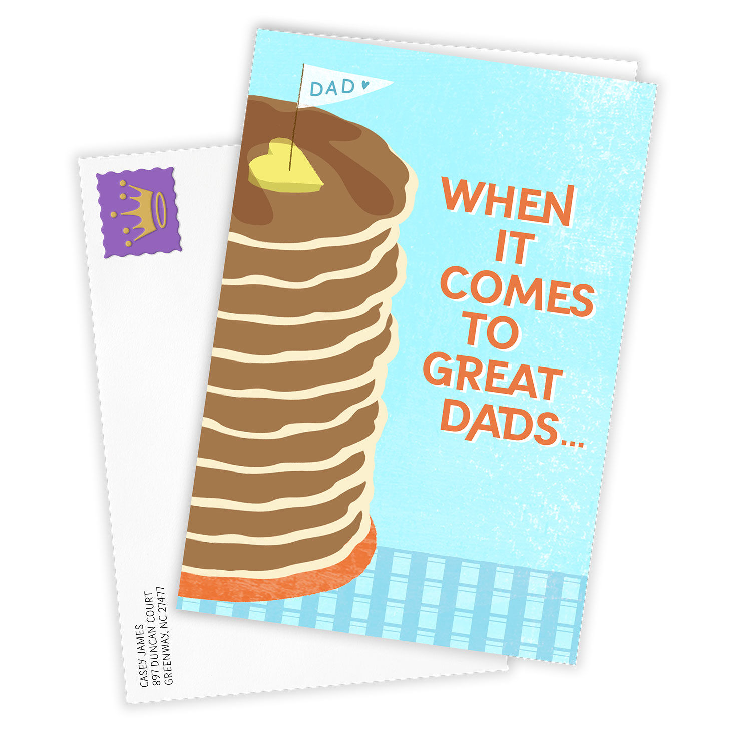 Pancakes Personalized Father's Day Card Card Front with Envelope image number 2