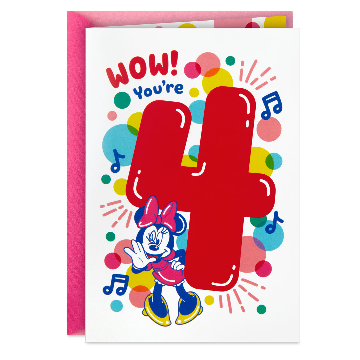 Disney Minnie Mouse Fun-tastic Musical 4th Birthday Card