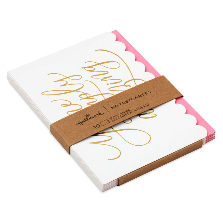 Gold Script and Scallops Blank Note Cards Pack  image number 1