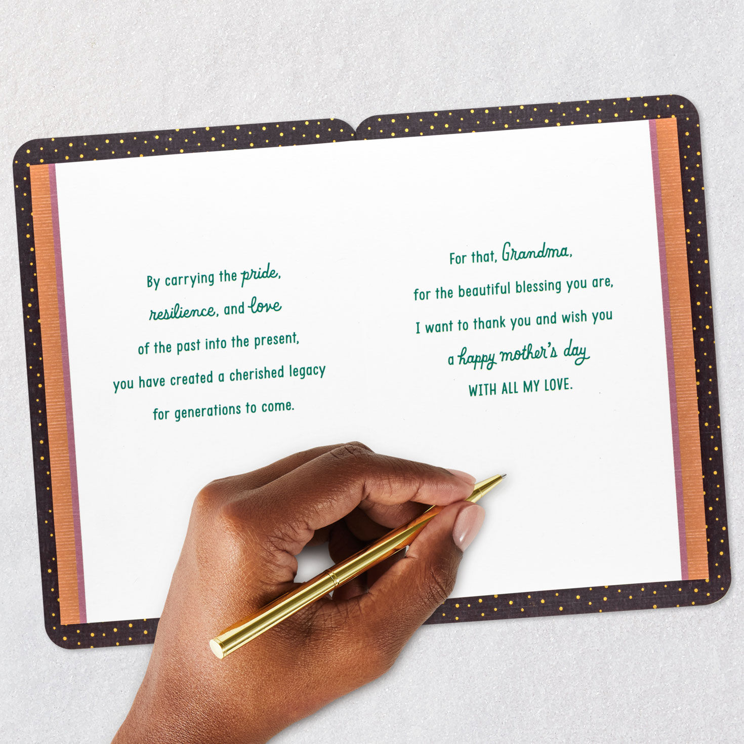 Family Photos on Mantel Grandmother Mother's Day Card signing card image number 7