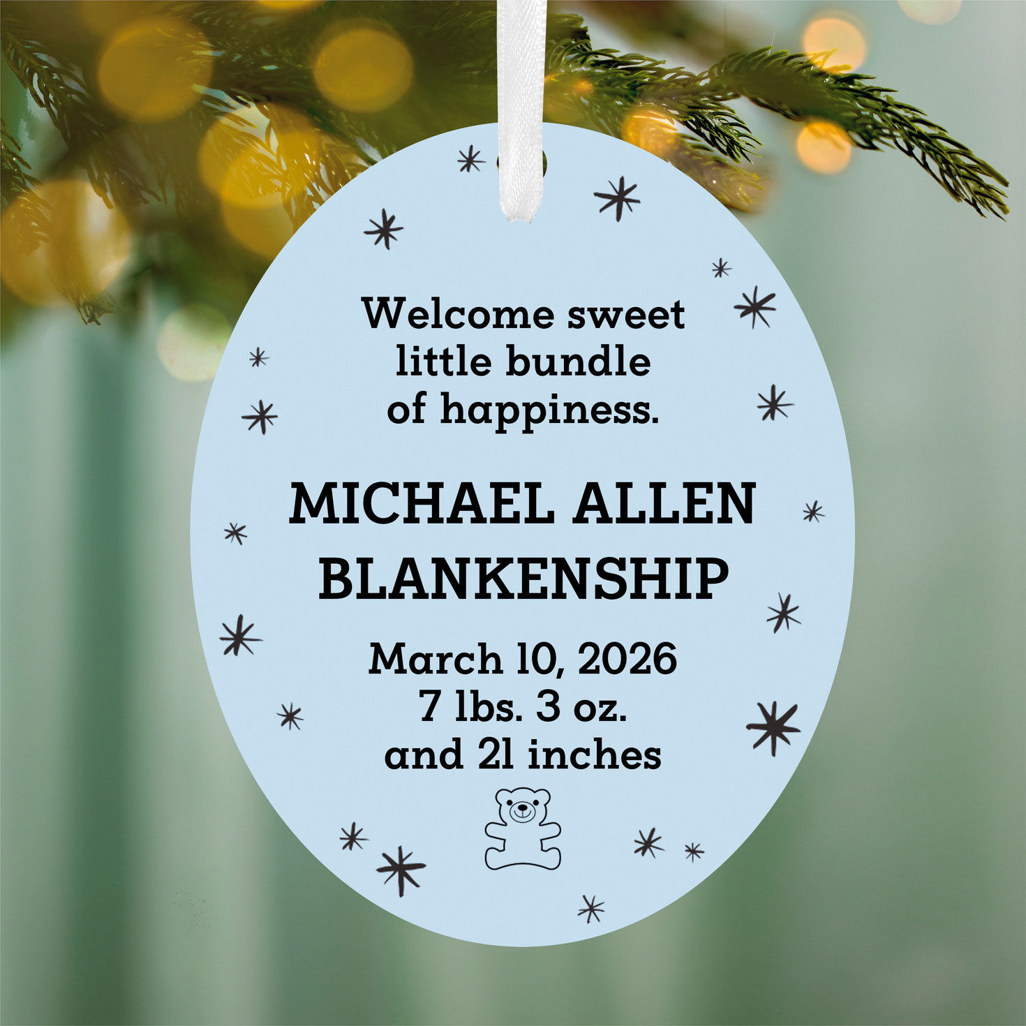 Vertical Oval Metal Personalized Ornament, Custom Text for only USD 17.99 | Hallmark