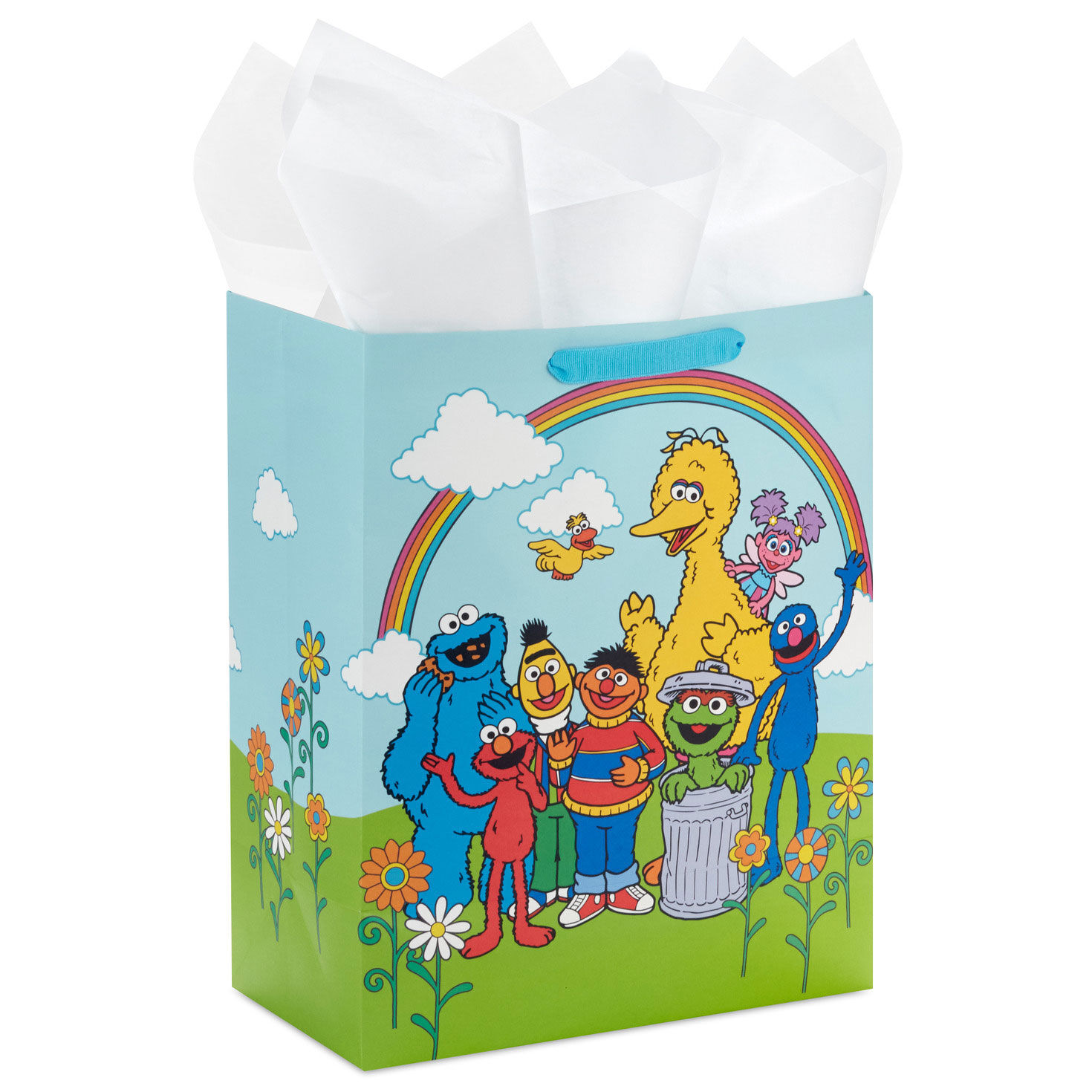 13" Sesame Street Friends Under Rainbow Large Gift Bag With Tissue Paper, , large image number 6