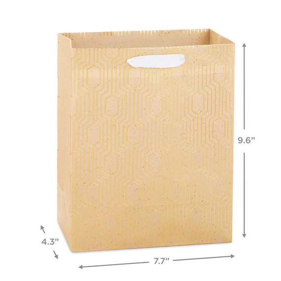9.6" Gold Geometric Medium Gift Bag, , large image number 3