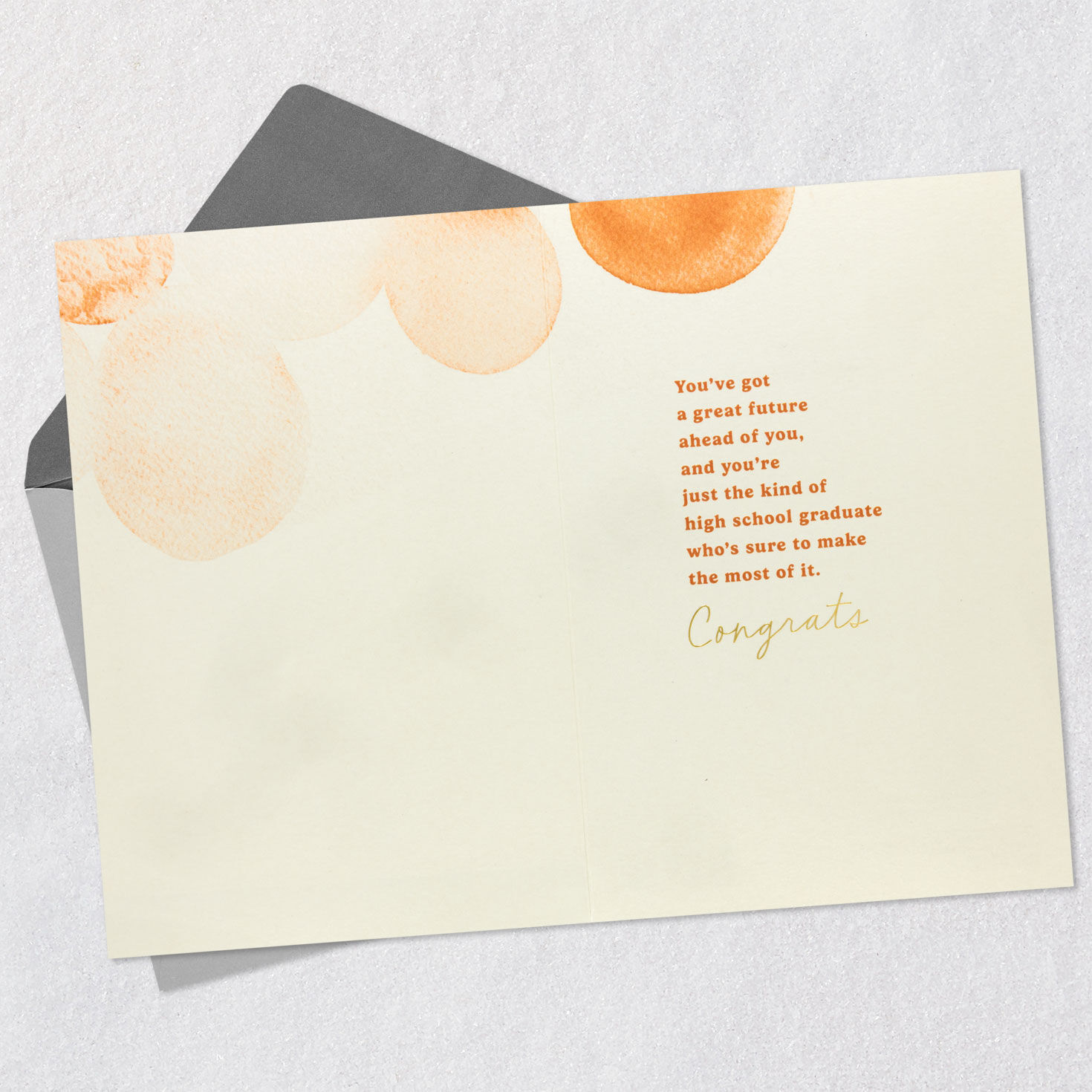 Woman in Grad Gown High School Graduation Card Open card with envelope image number 3