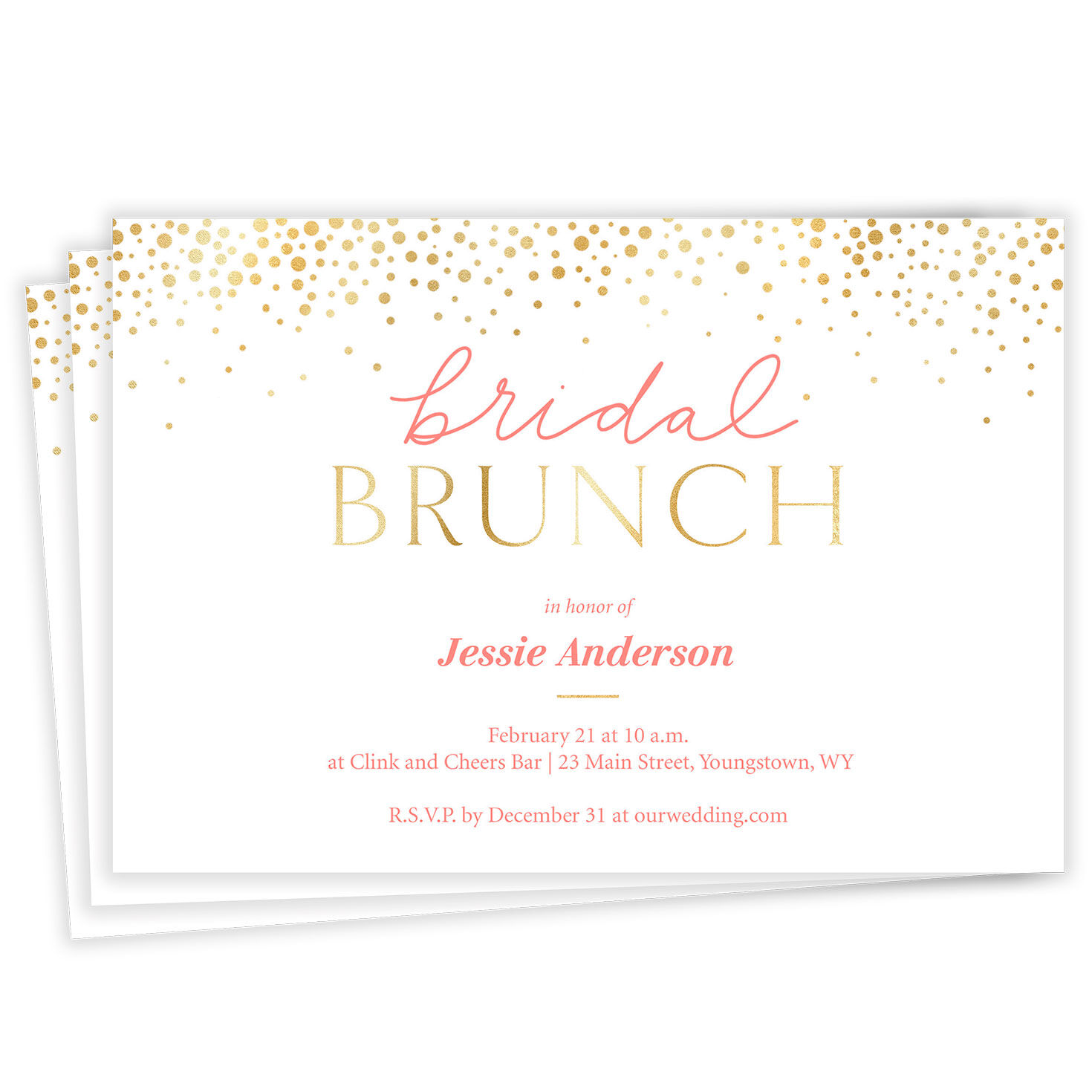Gold Shimmer Brunch Bridal Shower Invitation