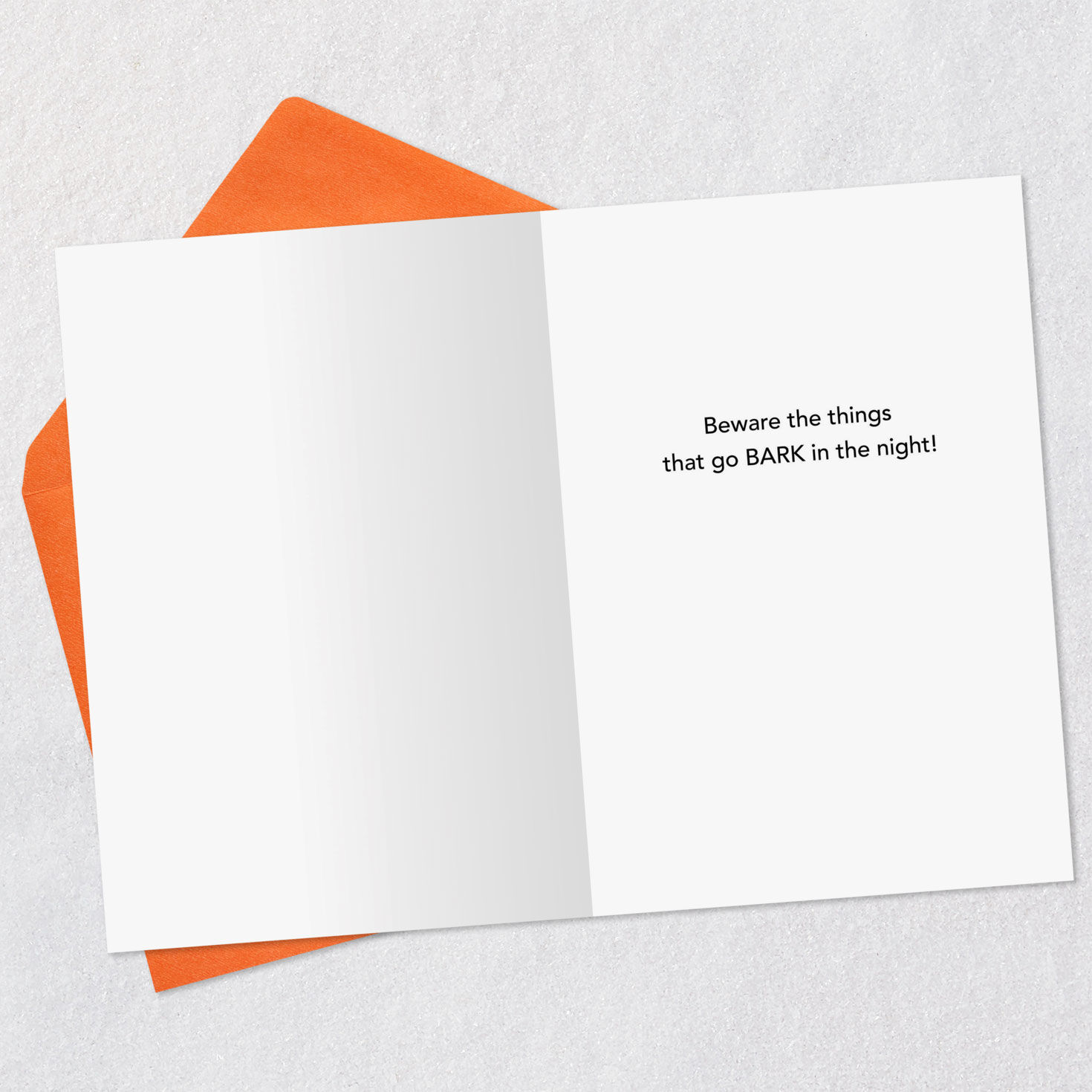 Things That Go Bark in the Night Funny Halloween Card Open card with envelope image number 3