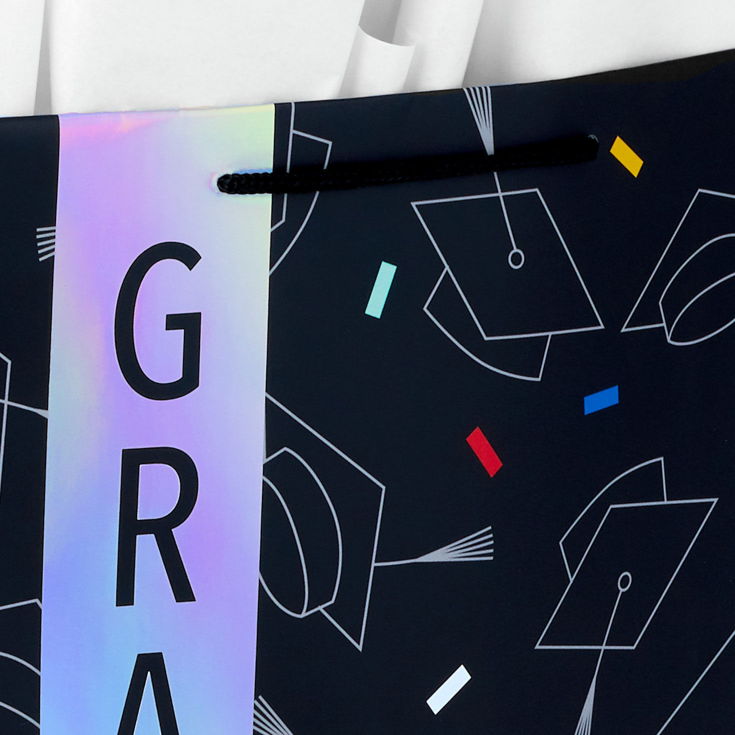 13" Grad Hats on Black Large Gift Bag With Graduation Card and Tissue Paper for only USD 9.99 | Hallmark