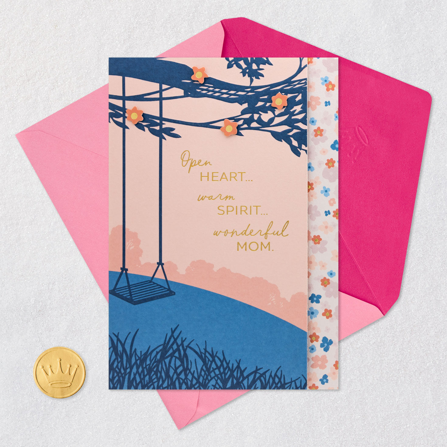 Swing and Tree on Hill Mother's Day Card Card Front with Envelope and Gold Seal image number 6