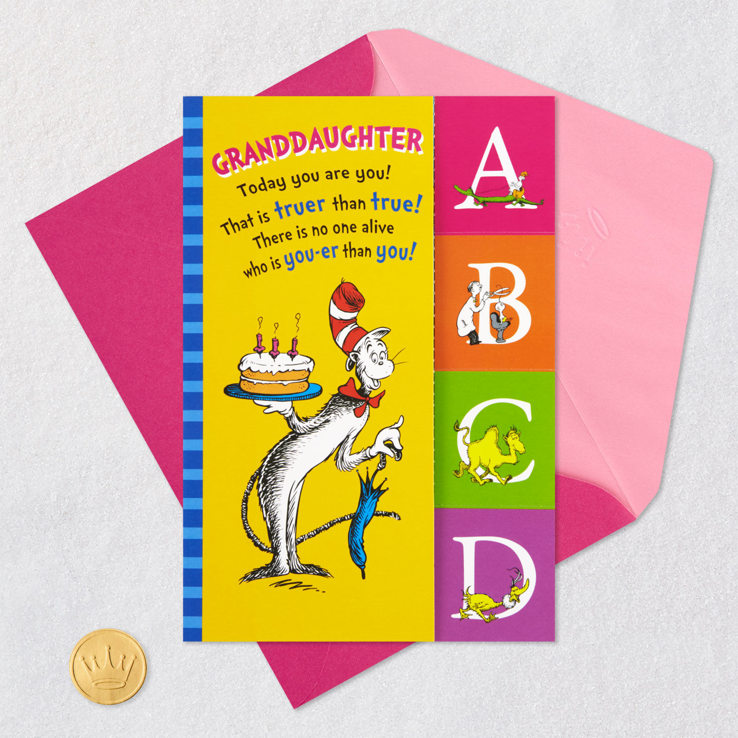 Dr. Seuss Granddaughter Birthday Card Card Front with Envelope and Gold Seal image number 9
