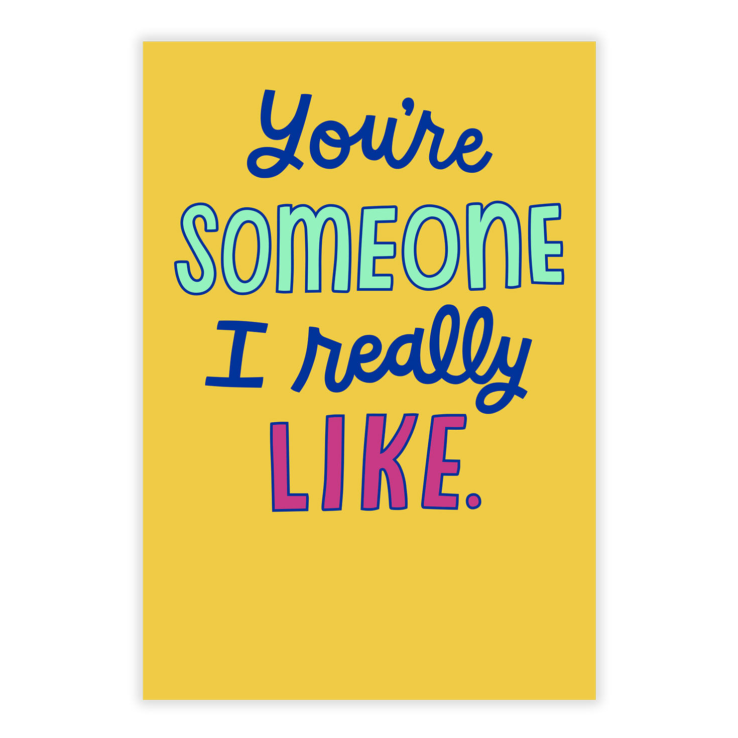 Colored Lettering on Yellow Funny Personalized Card front image number 2