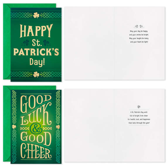 Green and Gold Boxed St. Patrick's Day Cards Assortment, Pack of 16, , large image number 3