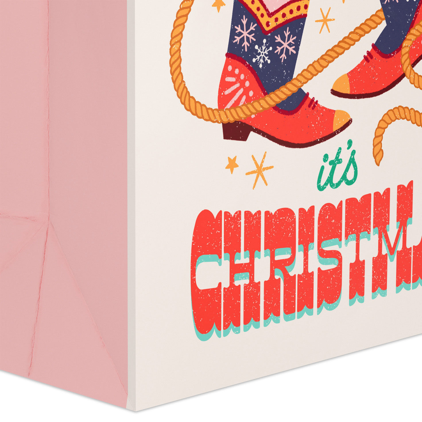 Cowgirl Boots Western Large Holiday Gift Bag Base/Side Detail image number 5