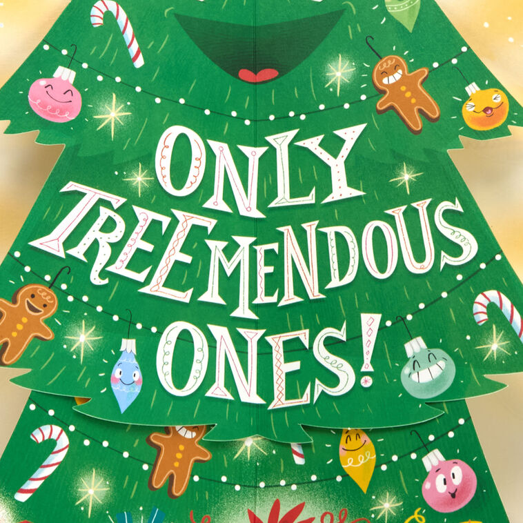 Evergreen Tree Cartoon Pop-Up Christmas Card Sentiment image number 3