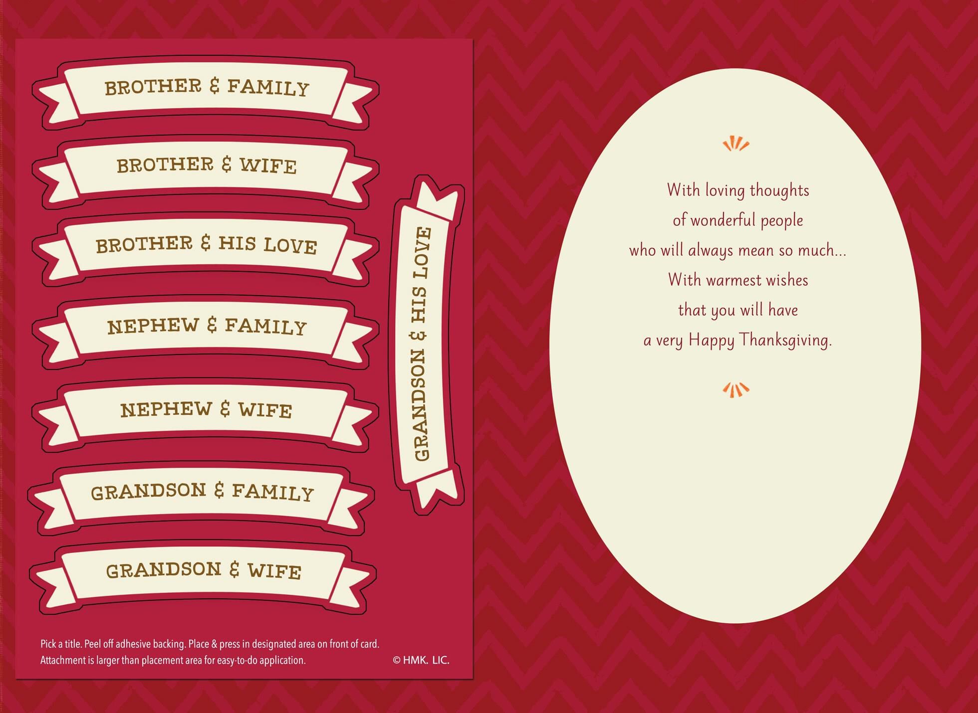 Pumpkins Thanksgiving Card with Customizable Male Relative Stickers