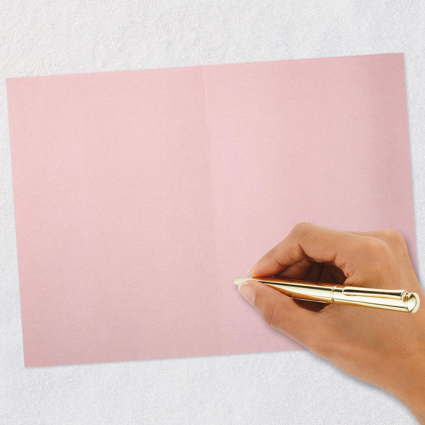 White Flowers and Leaves on Light Pink Blank Card Signing card image number 5
