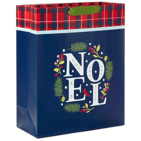 Noel With Plaid X-Large Christmas Gift Bag, 15.5", , large