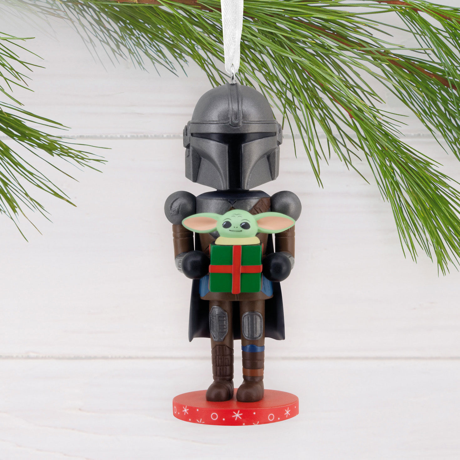 Mandalorian Grogu Nutcracker Christmas Ornament hanging on tree image number 2