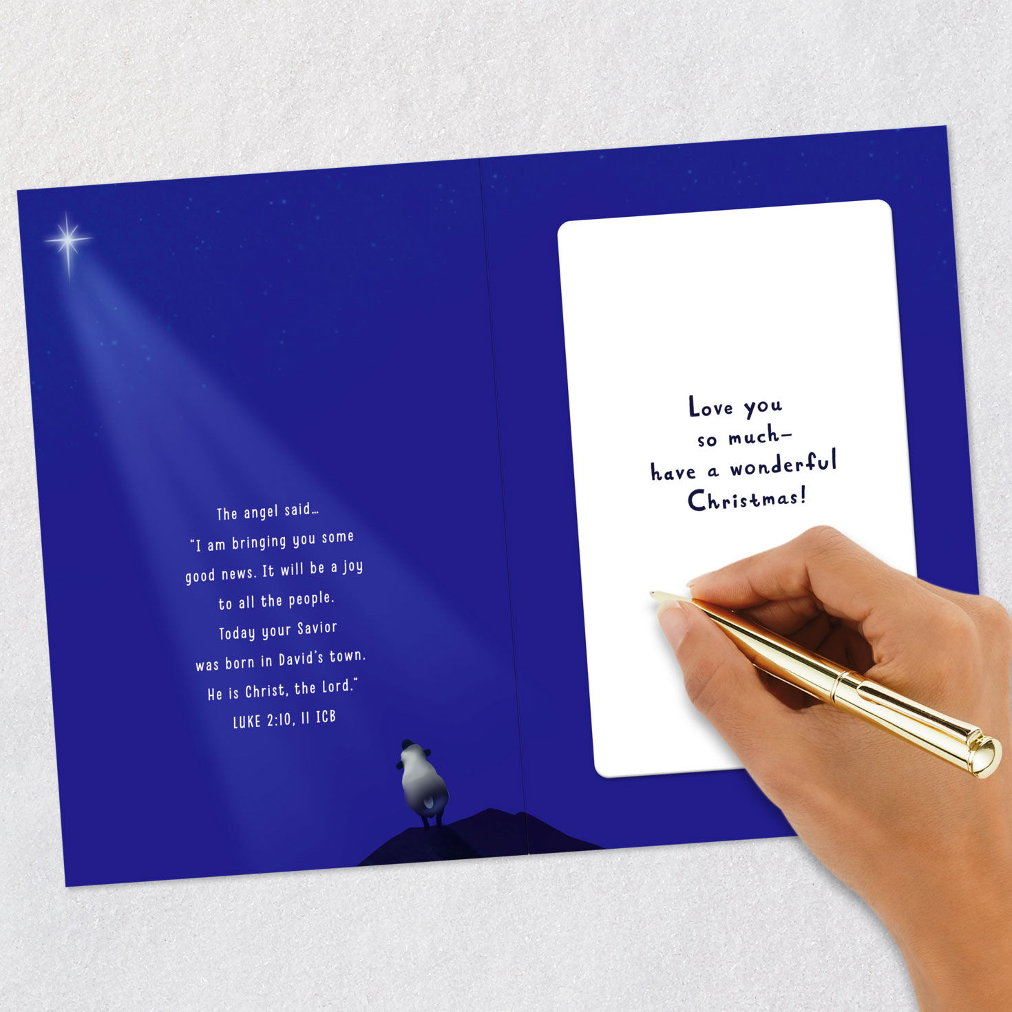 Shepherd Religious Christmas Card for Grandson Signing card image number 7