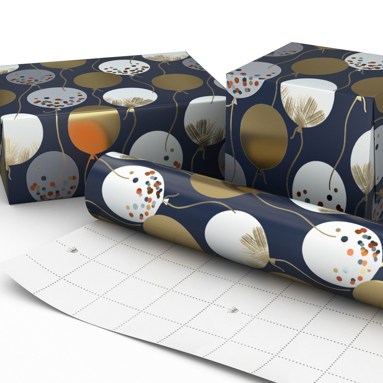 Patterned Balloons on Blue Wrapping Paper, 17.5 sq. ft. for only USD 4.99 | Hallmark