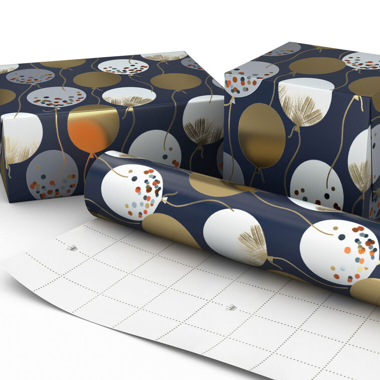 Patterned Balloons on Blue Wrapping Paper, 17.5 sq. ft., , large image number 3